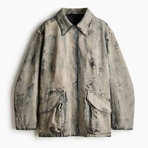 H&M Studio 2026 Minimalist Painted Look Printed Denim Jacket Size Medium NWT